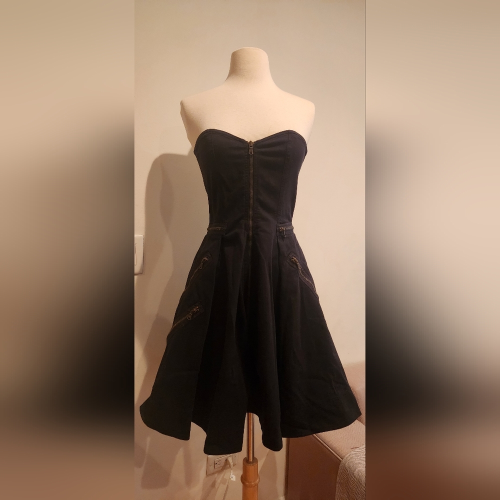 Marc by Marc Jacobs Black Strapless Zipper Dress